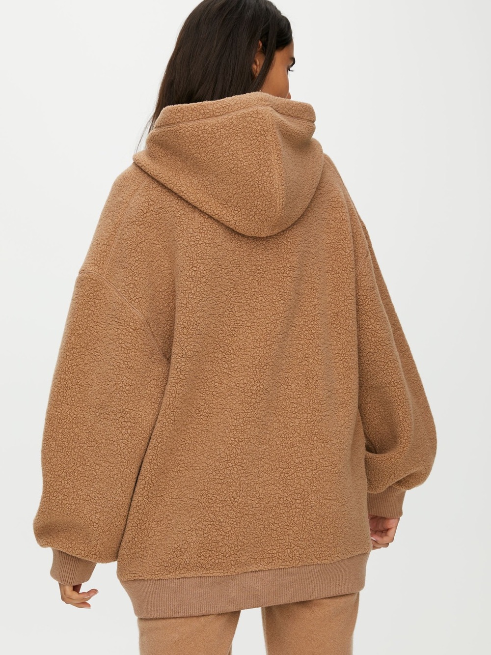 Babaton Plush Hooded Teddy Sweater - Camel Brown